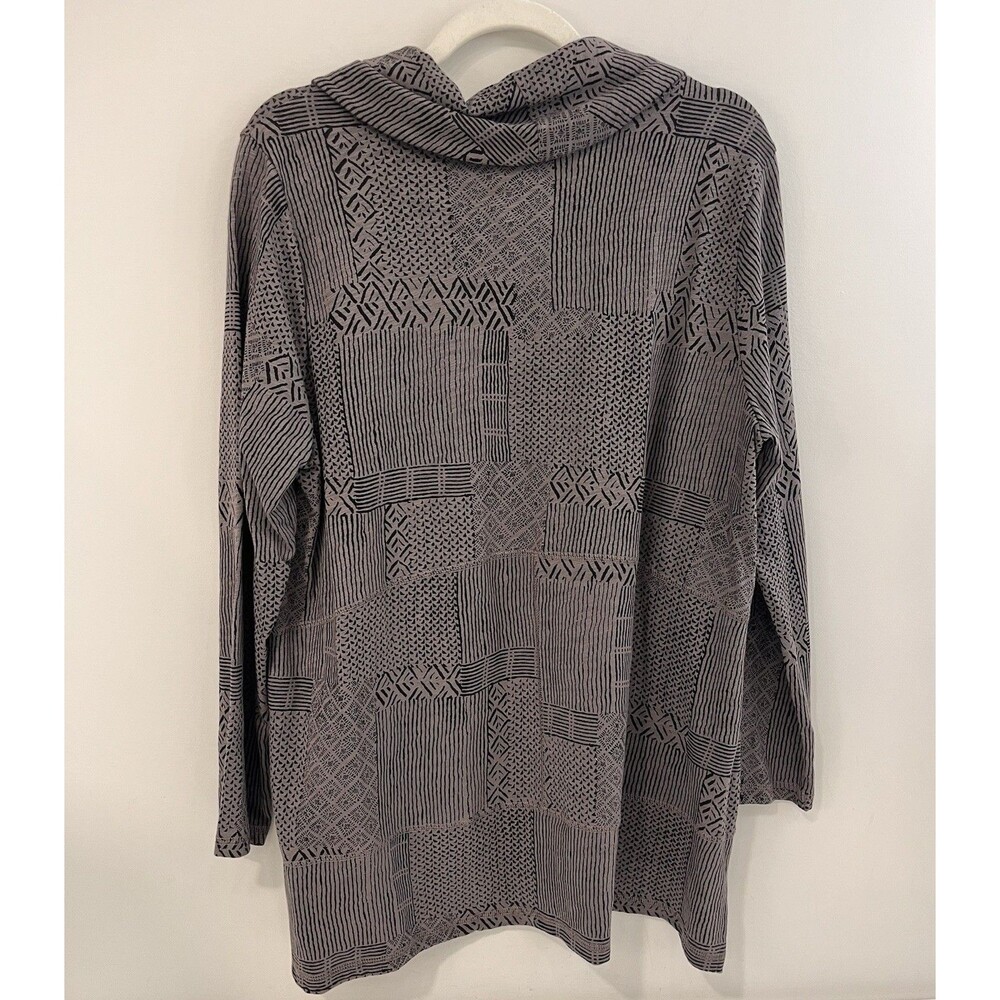 Escape by Habitat Clothes Gray Cotton Cowl Neck Slub Knit Tunic Top Large Travel - Picture 2 of 5